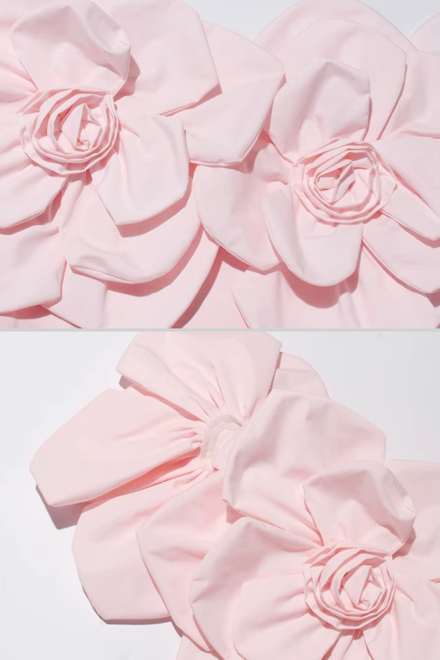 Off-Shoulder Midi Dress With Large Fabric Floral Accents - Pink