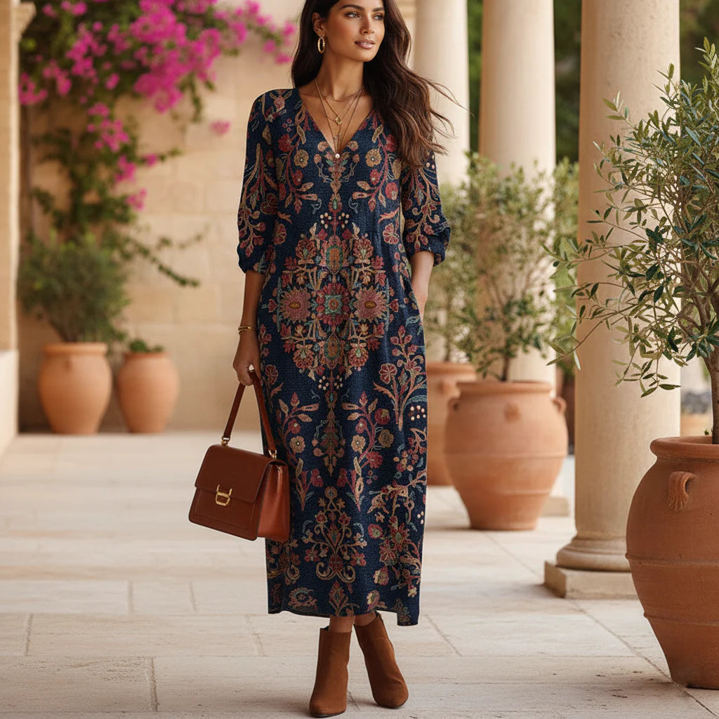 LEIRE - Vestido Largo de Estilo Étnico