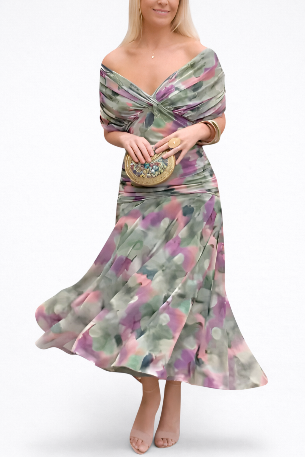 Velora™ | Vestido Floral Largo con Escote en V